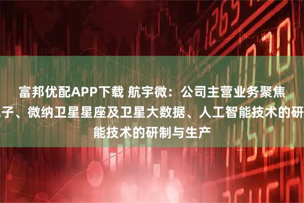 富邦优配APP下载 航宇微：公司主营业务聚焦于宇航电子、微纳卫星星座及卫星大数据、人工智能技术的研制与生产